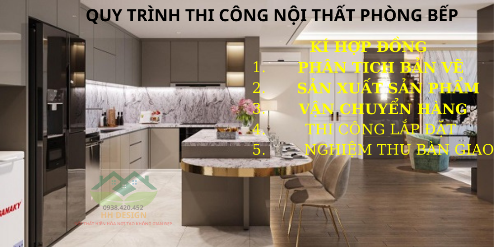 quy trình tthi công nội thất phòng bếp