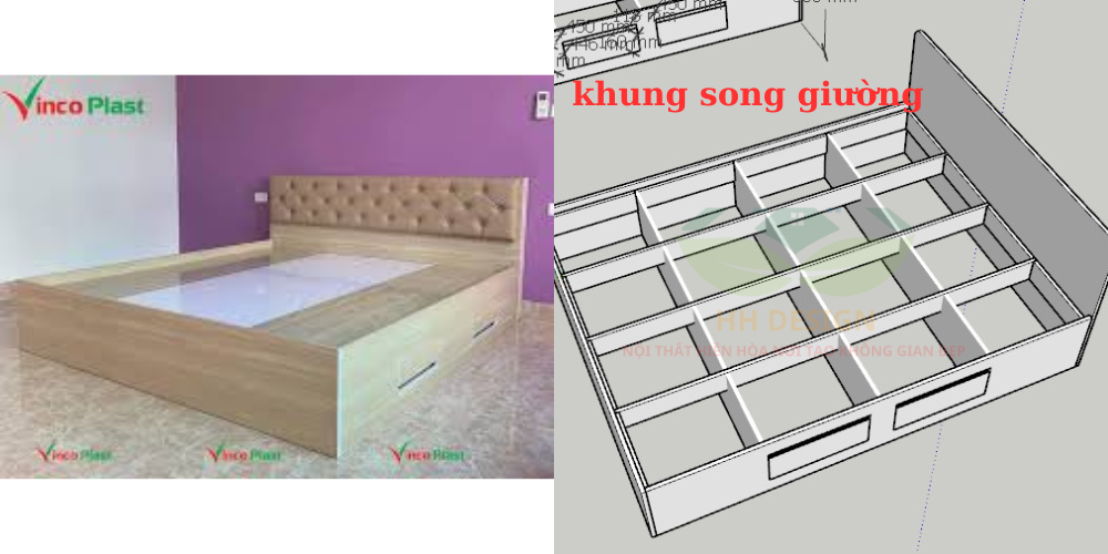 giường ngủ nhựa vincoplast cao cấp 1m6